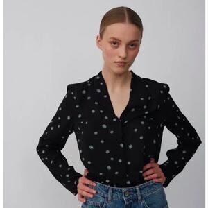JUST Female Womens M Blue Daisy Jessie Lightweight Button Up Work Blouse NEW